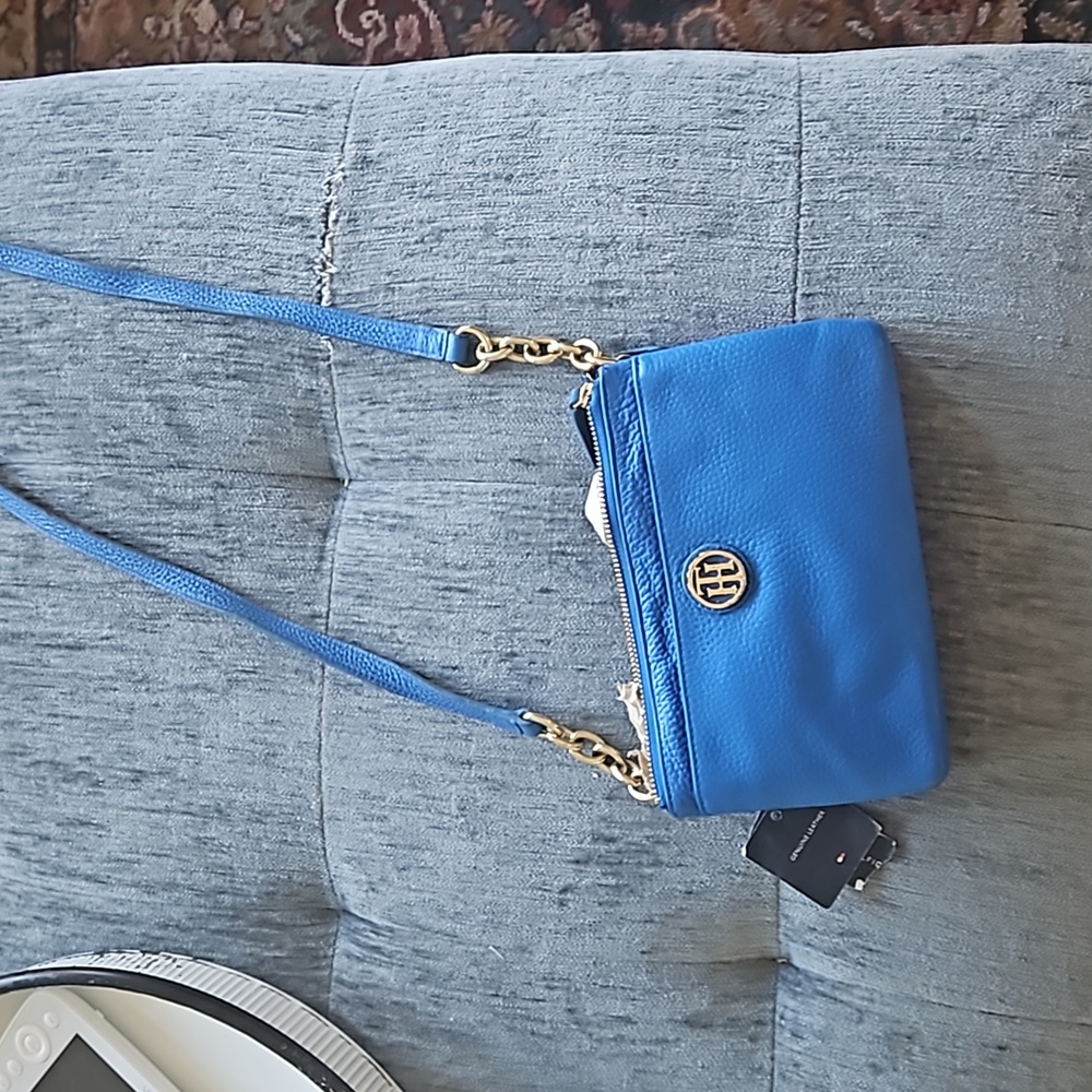 Red and blue tommy hilfiger purse